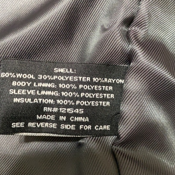 LONDON FALL TOWER BLACK JACKET zip button up. 60% wool, 30% polyester, 10% rayon - Picture 10 of 12